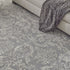 2' X 4' Gray Damask Power Loom Area Rug